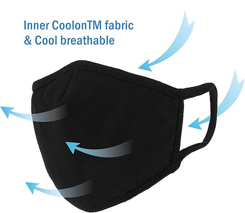 Miniatura 5 de WITHMOONS Máscara facial de tela, lavable, reutilizable, de 3 capas, transpirable, con alambre para la nariz, paquete de 6 unidades, EU0304