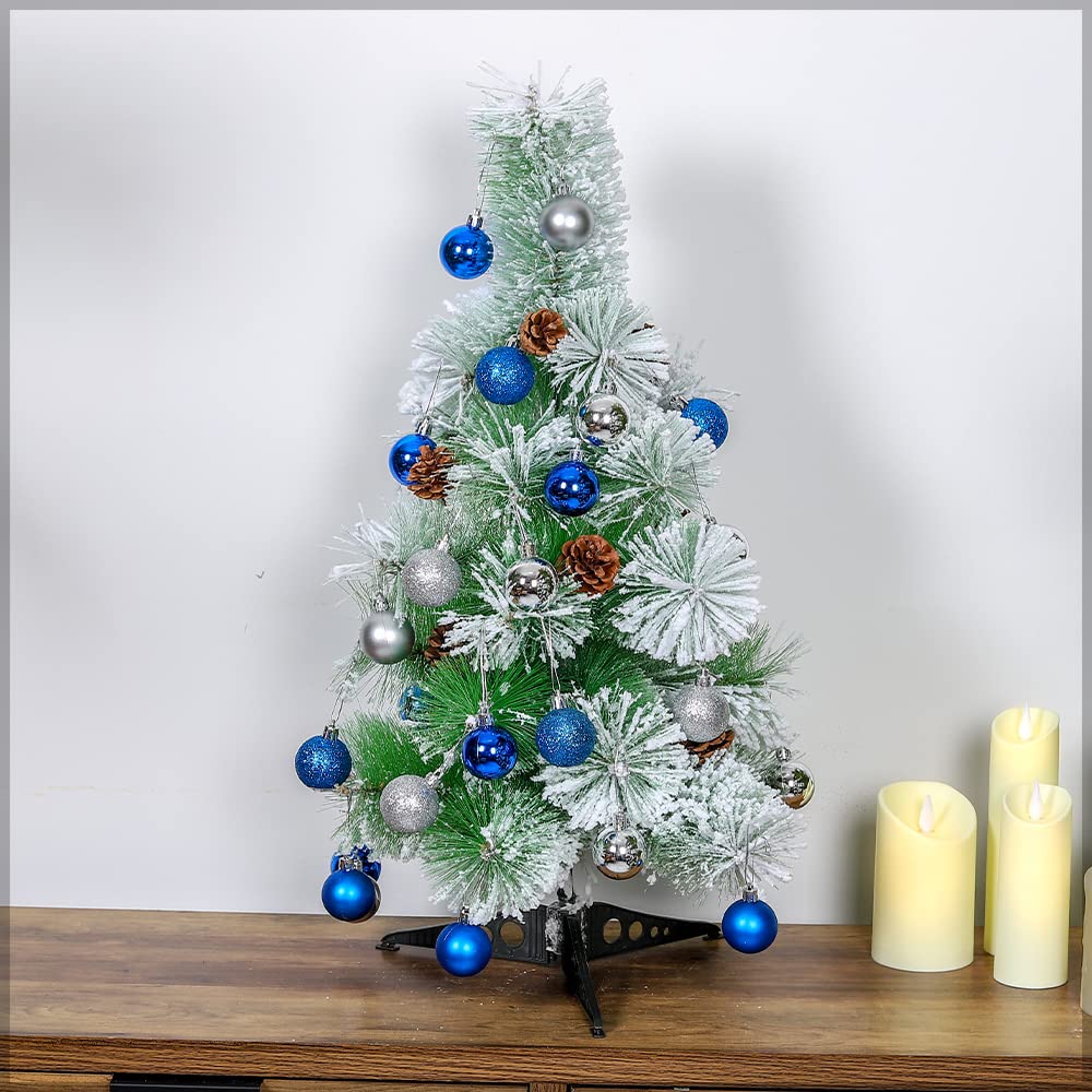 YATAI Snow Flocked 60 Cm Tabletop Festival Tree - Artificial Snow Festival Tree For Holiday Table Decoration - Mini Holiday Decoration For Crafts Tabletop Christmas Tree Festival Ornaments (60 Cm)