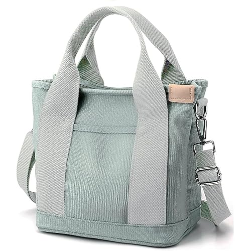 MINGRI Canvas Tote Bag for Women,Small Totes Bags with Zipper Crossbody Purse with Pockets Large Shoulder Handbag,2 Sizes