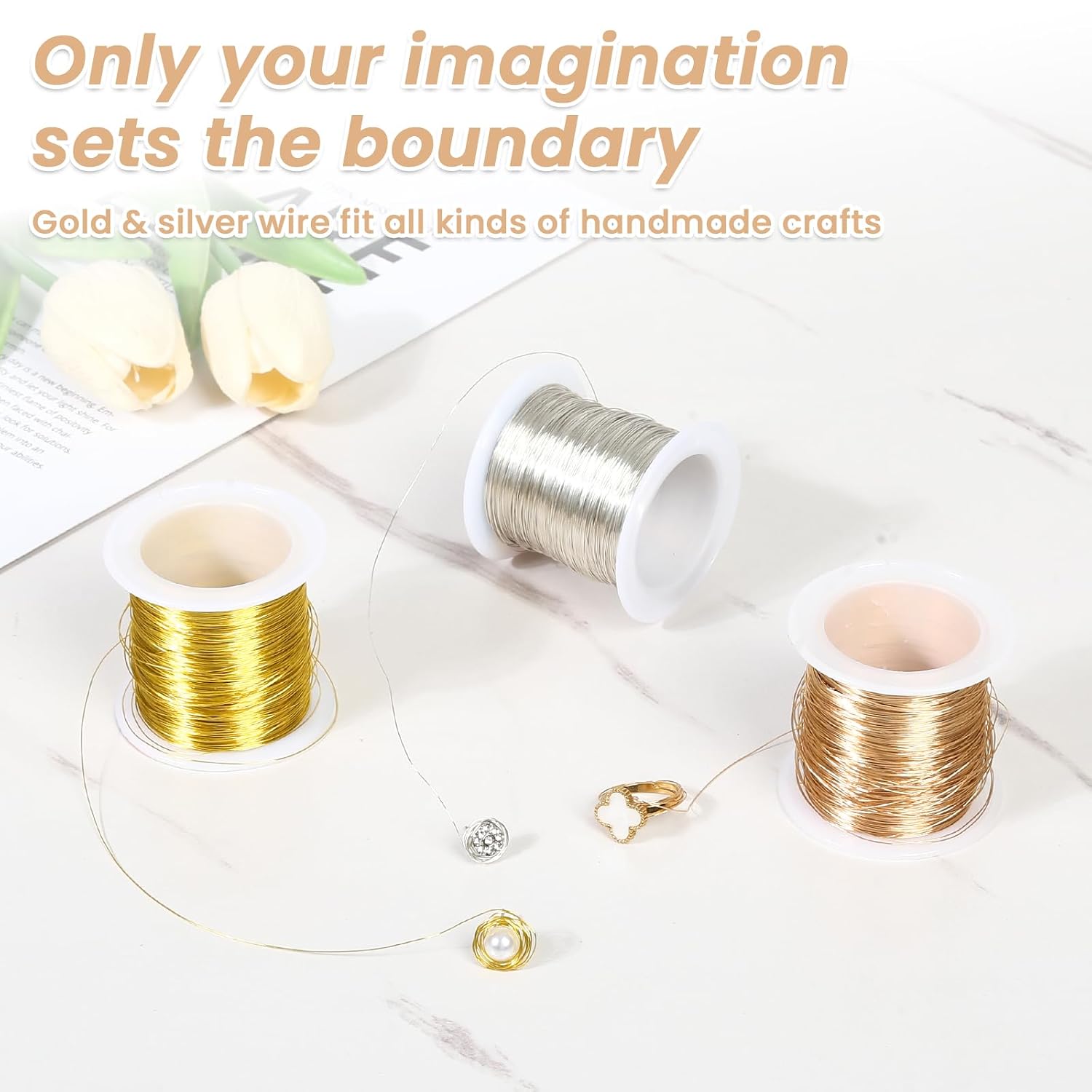 3 Rolls Copper Wire for Jewelry Making with Pliers, 28 Gauge Wire