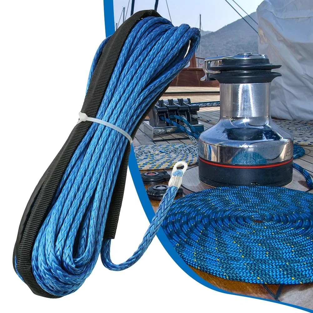SAeWare Corda di traino per verricello, corda sintetica da 15 m, corda sintetica per manutenzione auto, corda sintetica per argano, per ATV, UTV, fuoristrada, grilli, blu