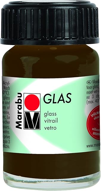 Marabu Glas Jar 15ml-Cocoa, Glass Paint, 2.9 x 4.2 x 2.9 cm