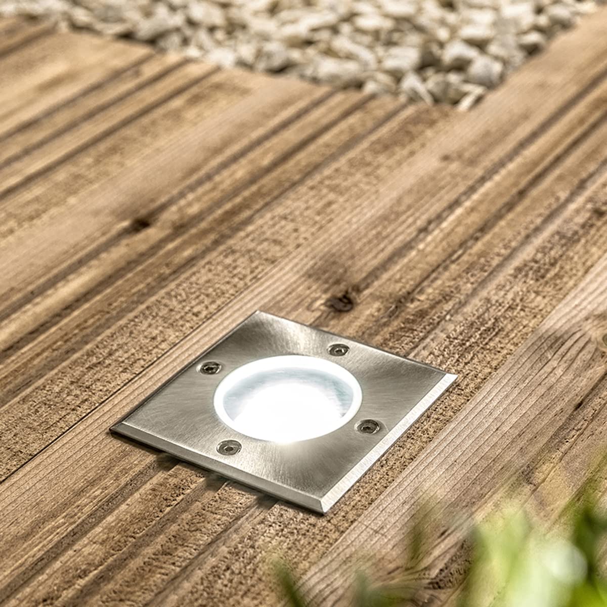 CGC Lighting Stainless Steel Square Ground Driveway Patio Decking Garden Walk Drive Over Light