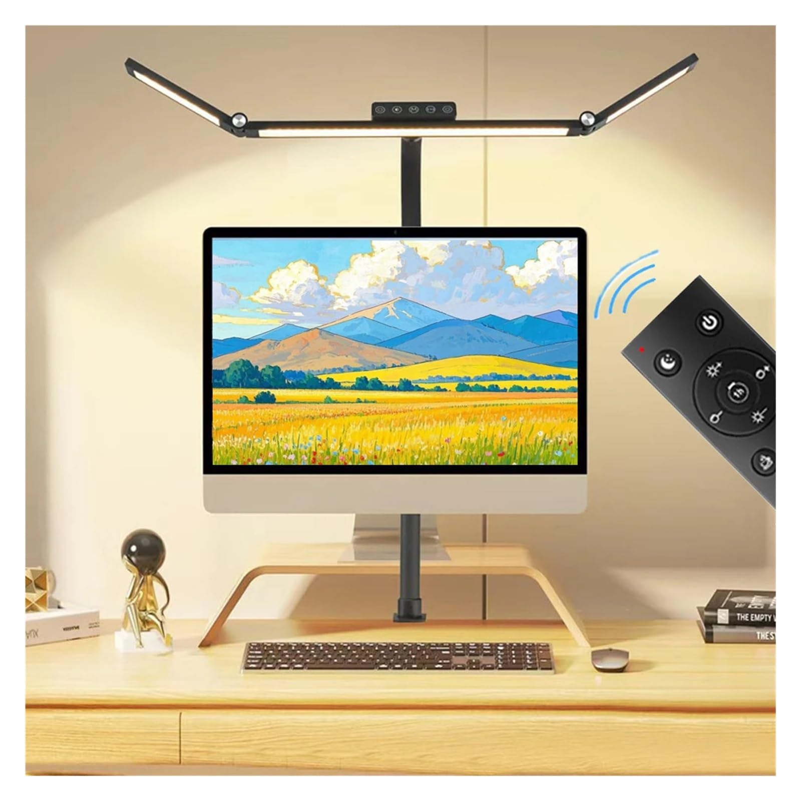 Lampada da scrivania a LED a braccio lungo con morsetto Lampade da tavolo a LED dimmerabili sensibili al tocco da 24 W for architetto da ufficio con Ctonroller remoto for lo studio