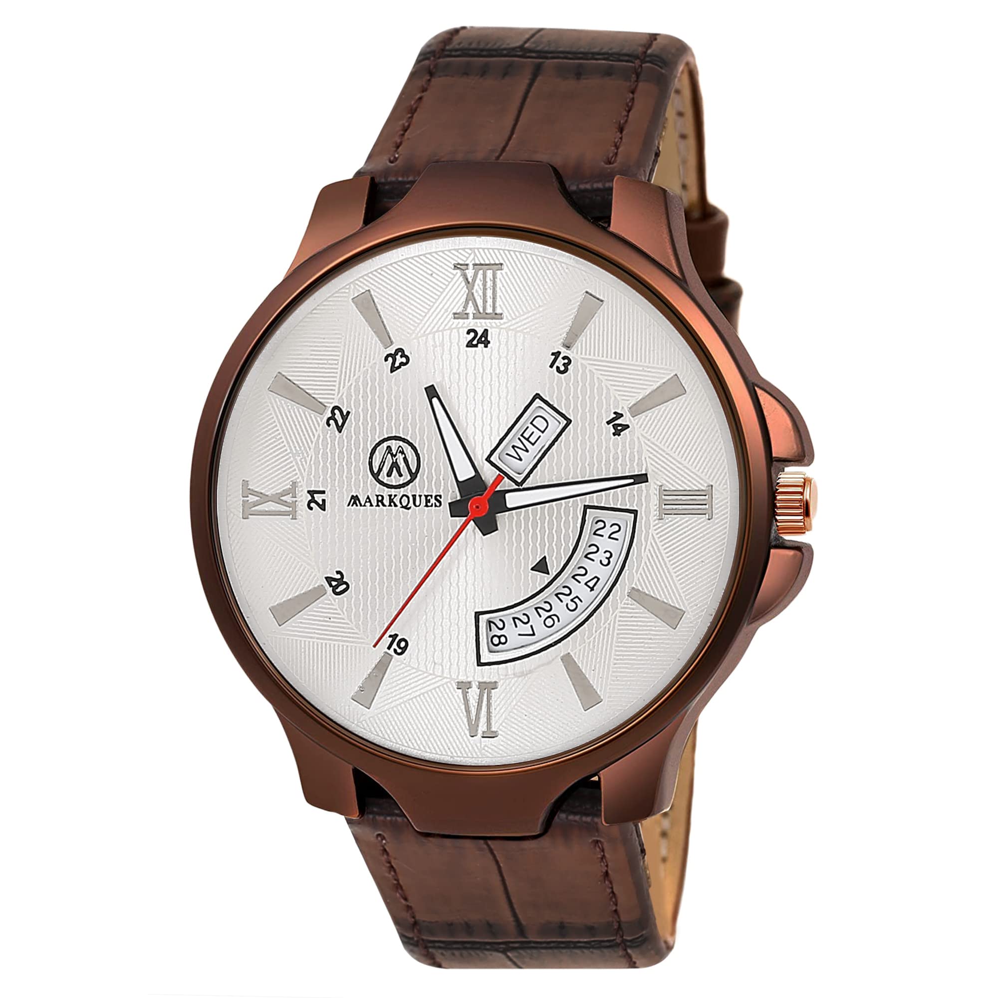 MARKQUES Leather Privy Day & Date Analog Watches For Mens And Boys (Brown Color Watch) (Prv-77020902) (B097RY9L9T) Amazon Price History, Amazon Price Tracker