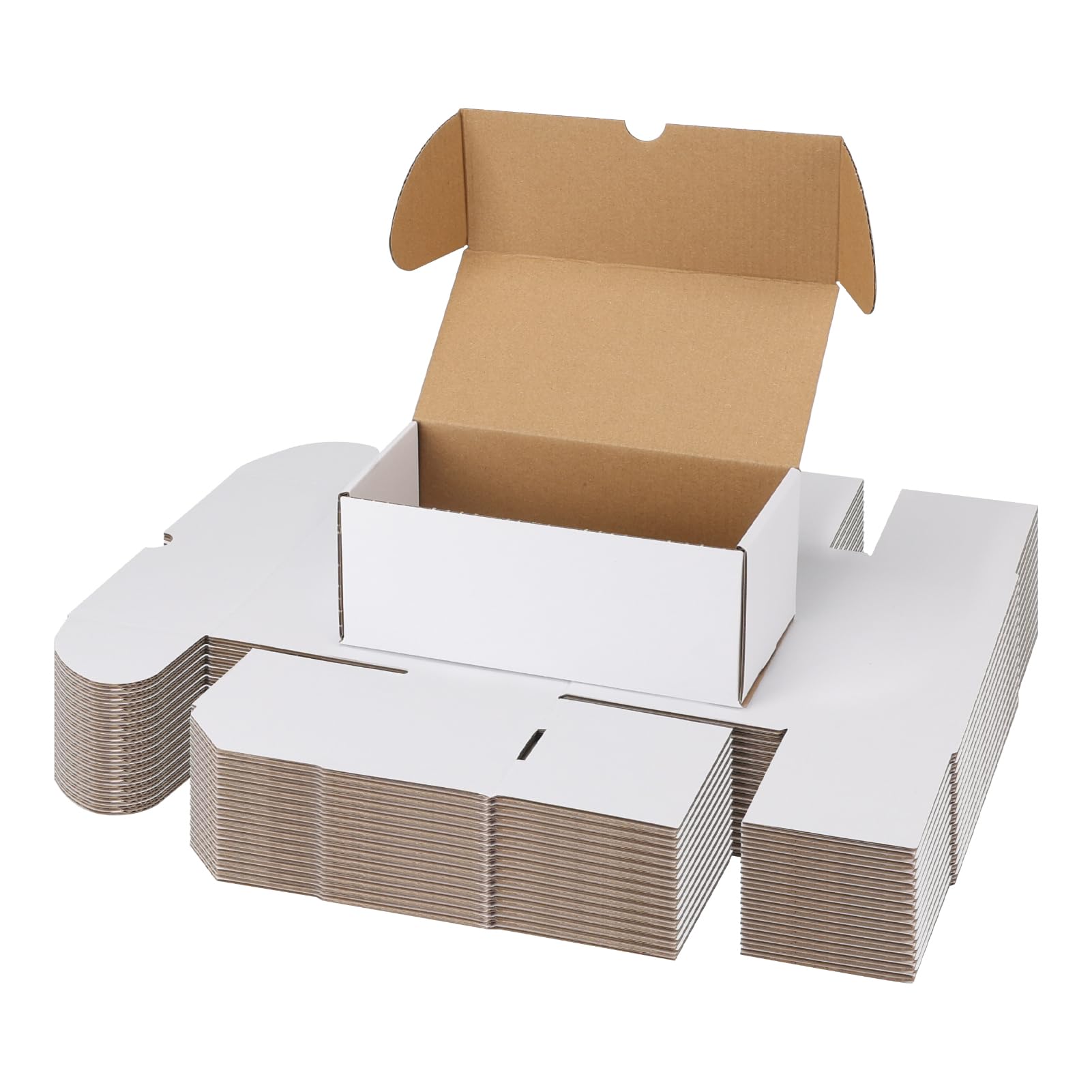 Lot de 25 boîtes de rangement en carton marron et blanc pour cartes de 7 x 9,4 x 7,4 cm