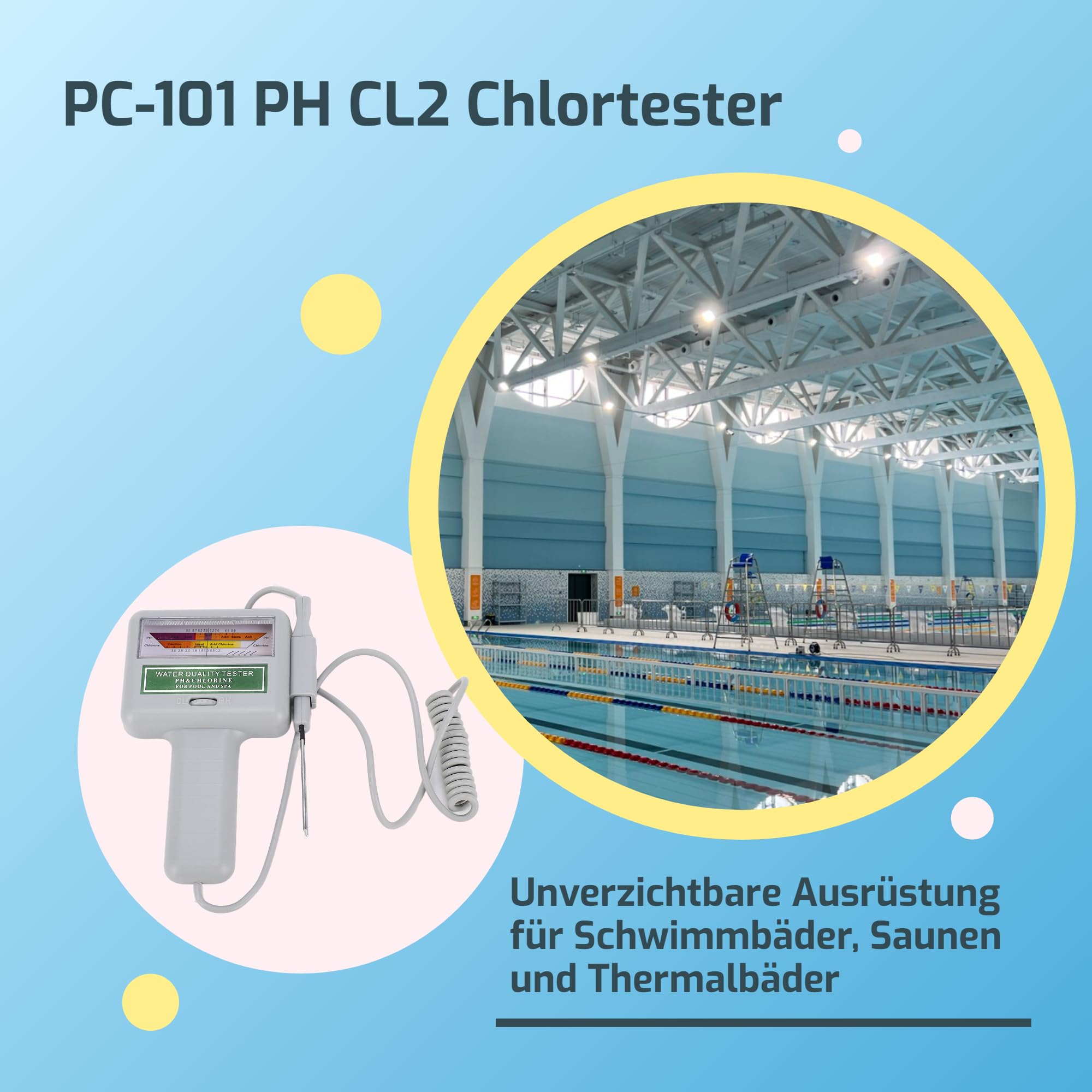 PH-Tester pool messgerät chlor und ph digital Chlormessgerät, Monitor, Chlor-PH-Messgerät, 2-in-1-Wasserqualitätstester für Schwimmbäder, Hydrokulturen, Pools, Produits de mesure