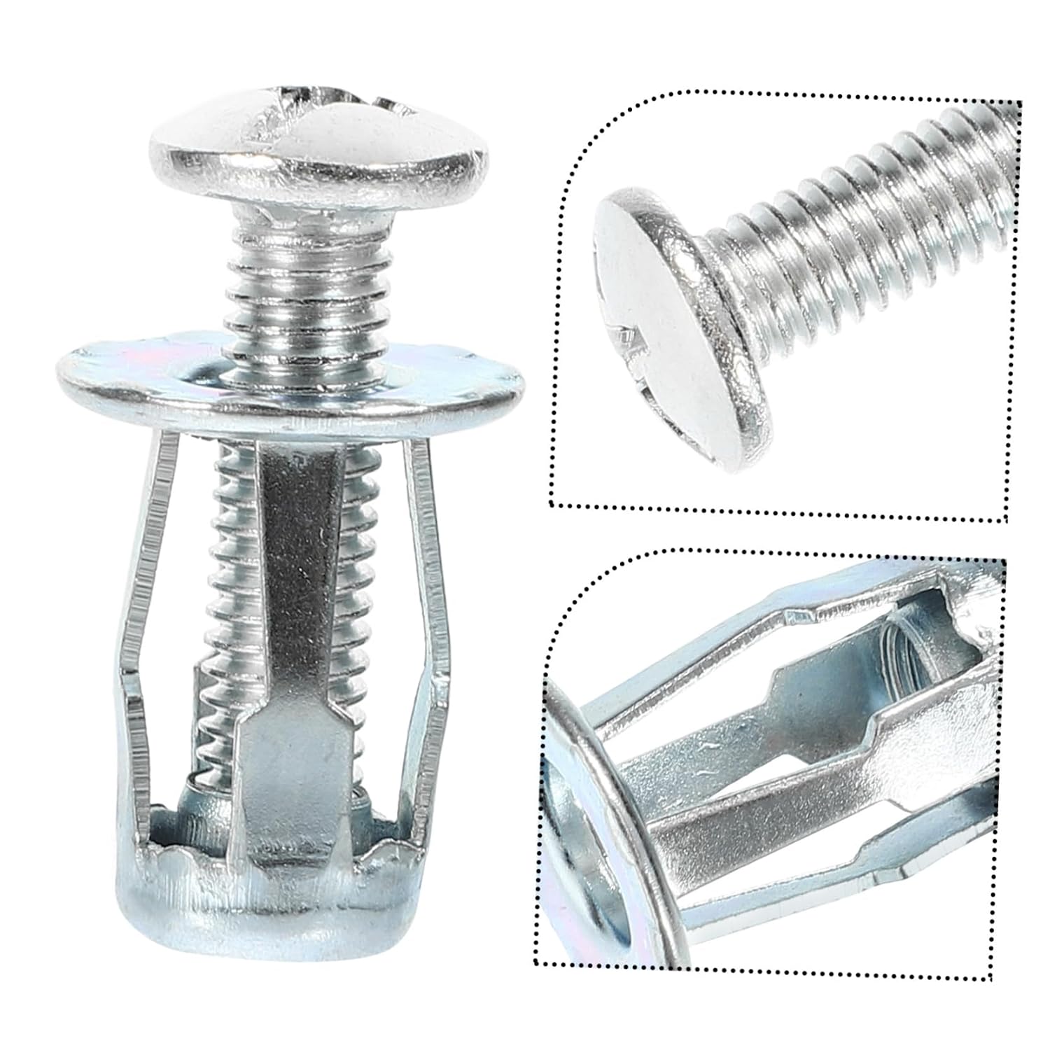 25Sets Threaded Insert Nuts and Screw Anchor Kit for Press Boards Galvanized Petal Nuts Fit for Hollow Walls and Daily Use image 3