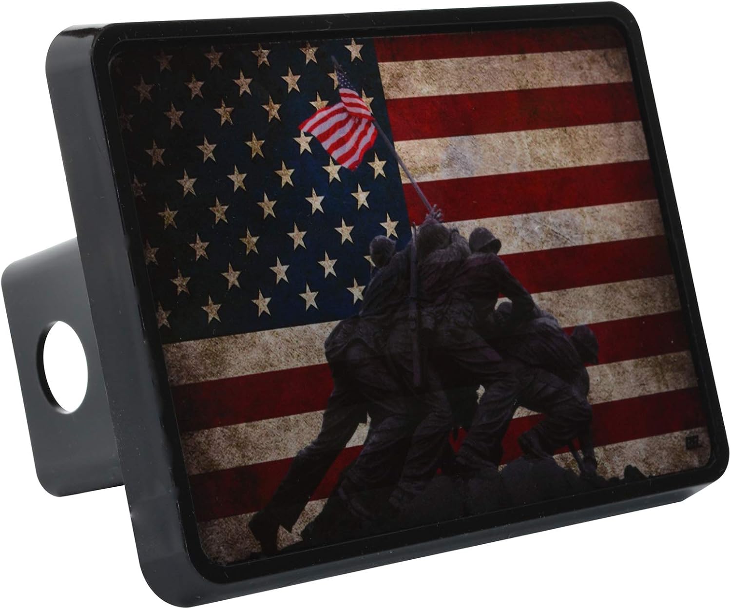 Rogue River Tactical USA Flag Iwo Jima Trailer Hitch Cover Plug US Patriotic Veteran WW2 Memorial