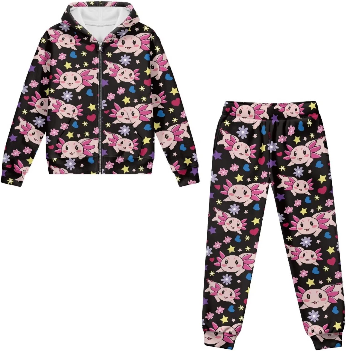 2 Piece Outfits for Boys Zip Up Tracksuit Hoodie and Jogger Set Sweatsuit Loose Comfy Athletic Clothes Sets