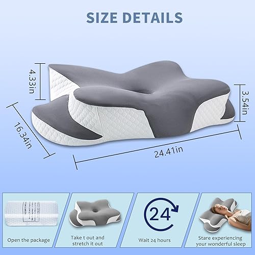 Miniatura 3 de Almohada cervical de espuma viscoelástica, almohada refrescante para dormir, almohadas ergonómicas de espuma viscoelástica para soporte del cuello,