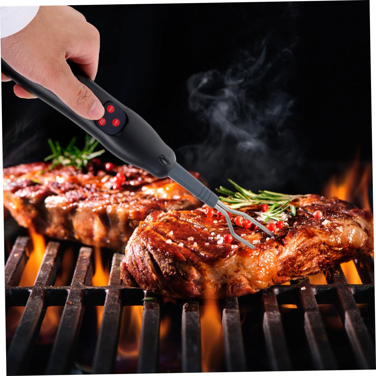 Grill Fleischthermometer Bbq Kochthermometer Mit Edelstahlsonde Für Lebensmittel Überwachung Wassertemperatur Öltemperatur Messung Gabelform Design