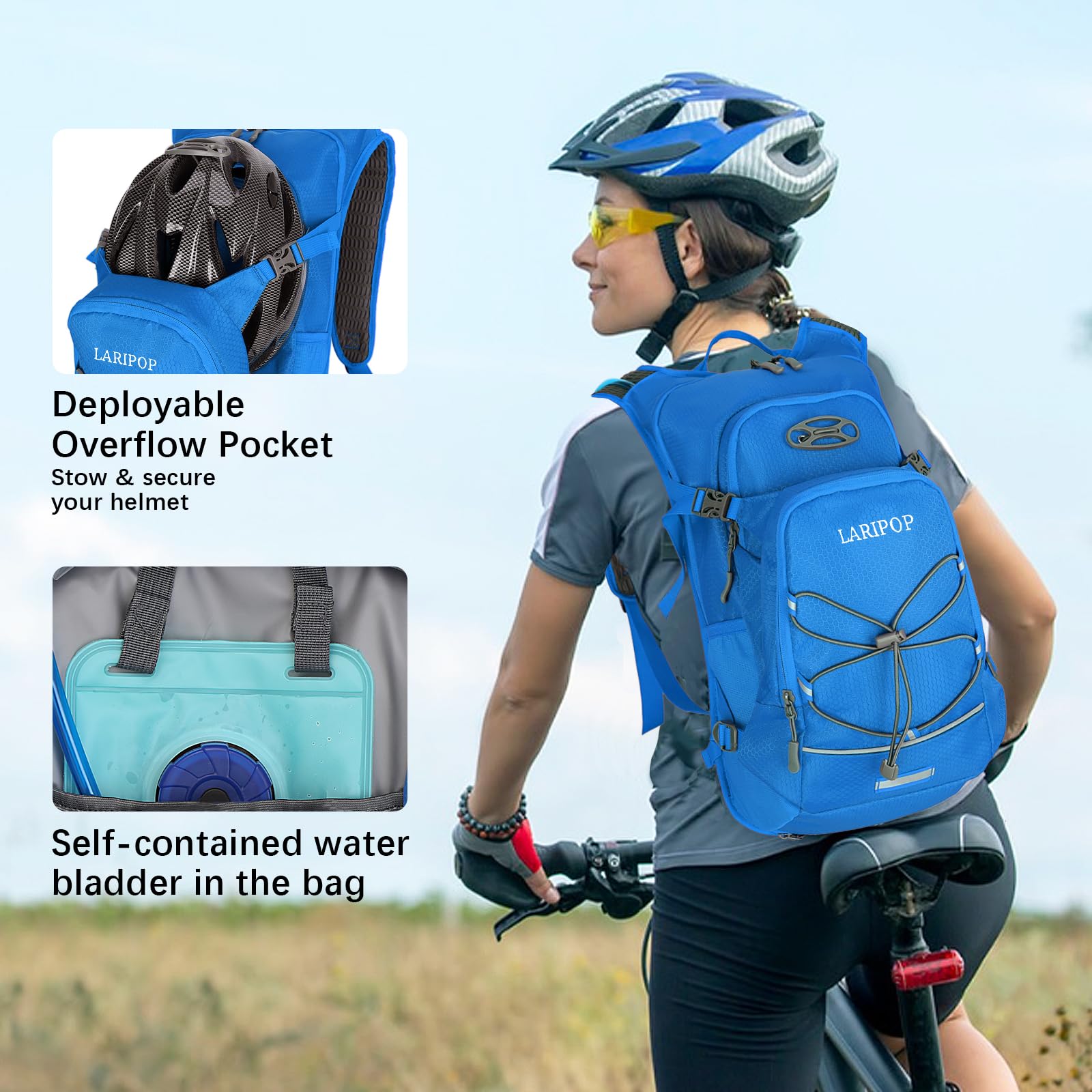 LARIPOP Mochila de chaleco de hidratación para senderismo, bolsa de vejiga de agua para correr, senderismo, ciclismo, carreras, maratón, para mujeres y hombres