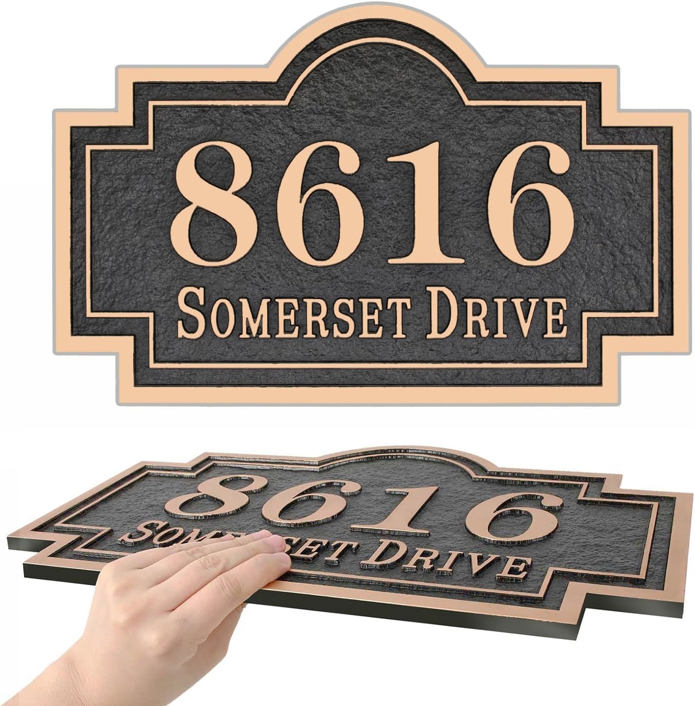 Address Plaque Handmade - Custom House Number Plaque,Address Sign Plate,House Address Number Sign for Outside House,Office,Hotel,Gate,Fence,Yard 911 Visibility 10 x 6.3 inch