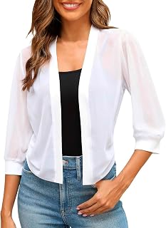 Xbemkste Softshell Coat Women's Bolero with Puff Sleeves and Open Front, Summer Cardigan with Transparent Short Jackets, Corduroy Jacket, Women's Softshell Coat