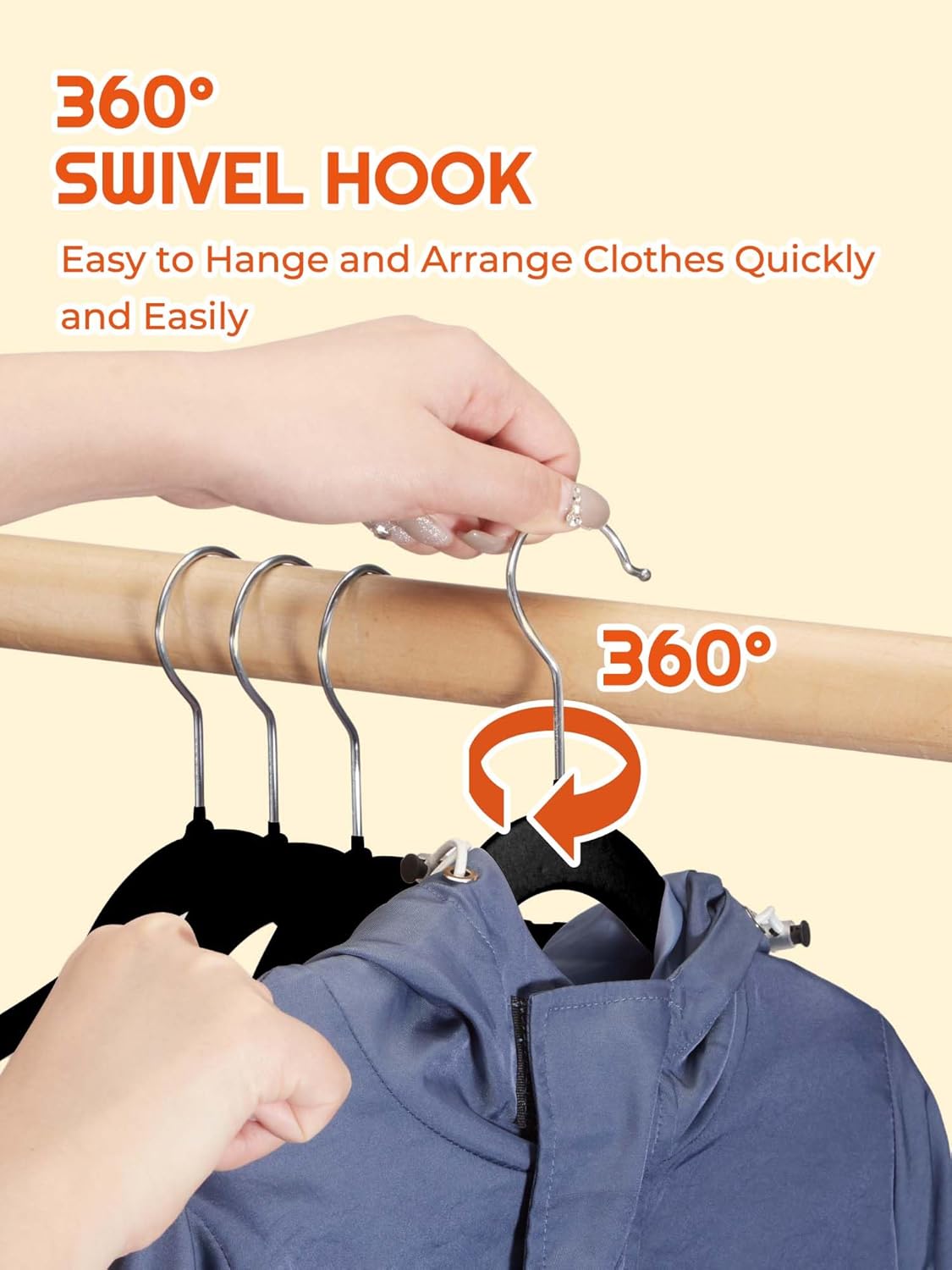 HOUSE DAY 14 Inch Kids Velvet Hangers 50 Pack, Durable Big Kid Hangers for Youth, Teen, Non Slip Kids Felt Hanger, Cute Childrens Hanger for Closet, Black - Image 7