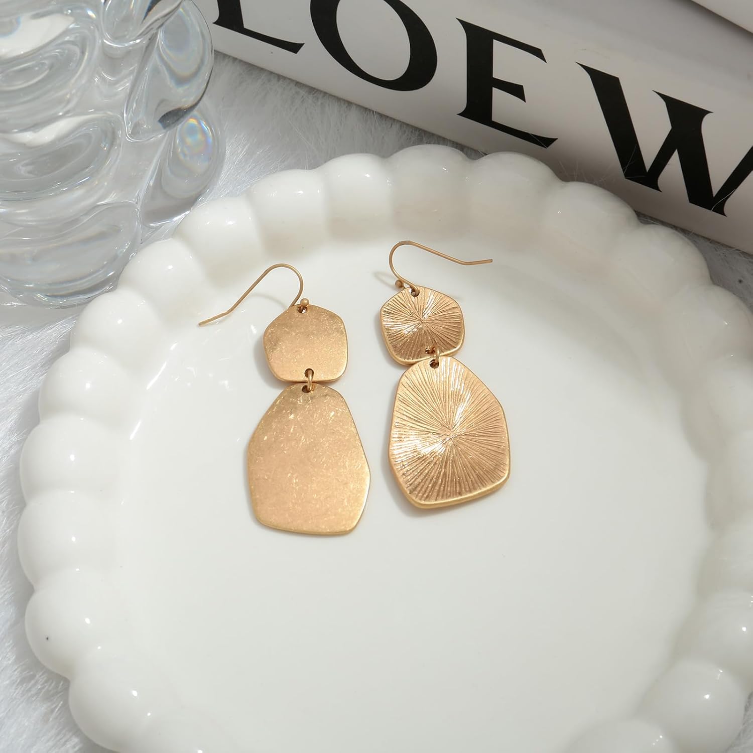 Gold Dangle Earrings for Women Trendy Vintage Gold Chunky Geometric Drop Hypoallergenic Statement Earrings for Vacation - Image 6