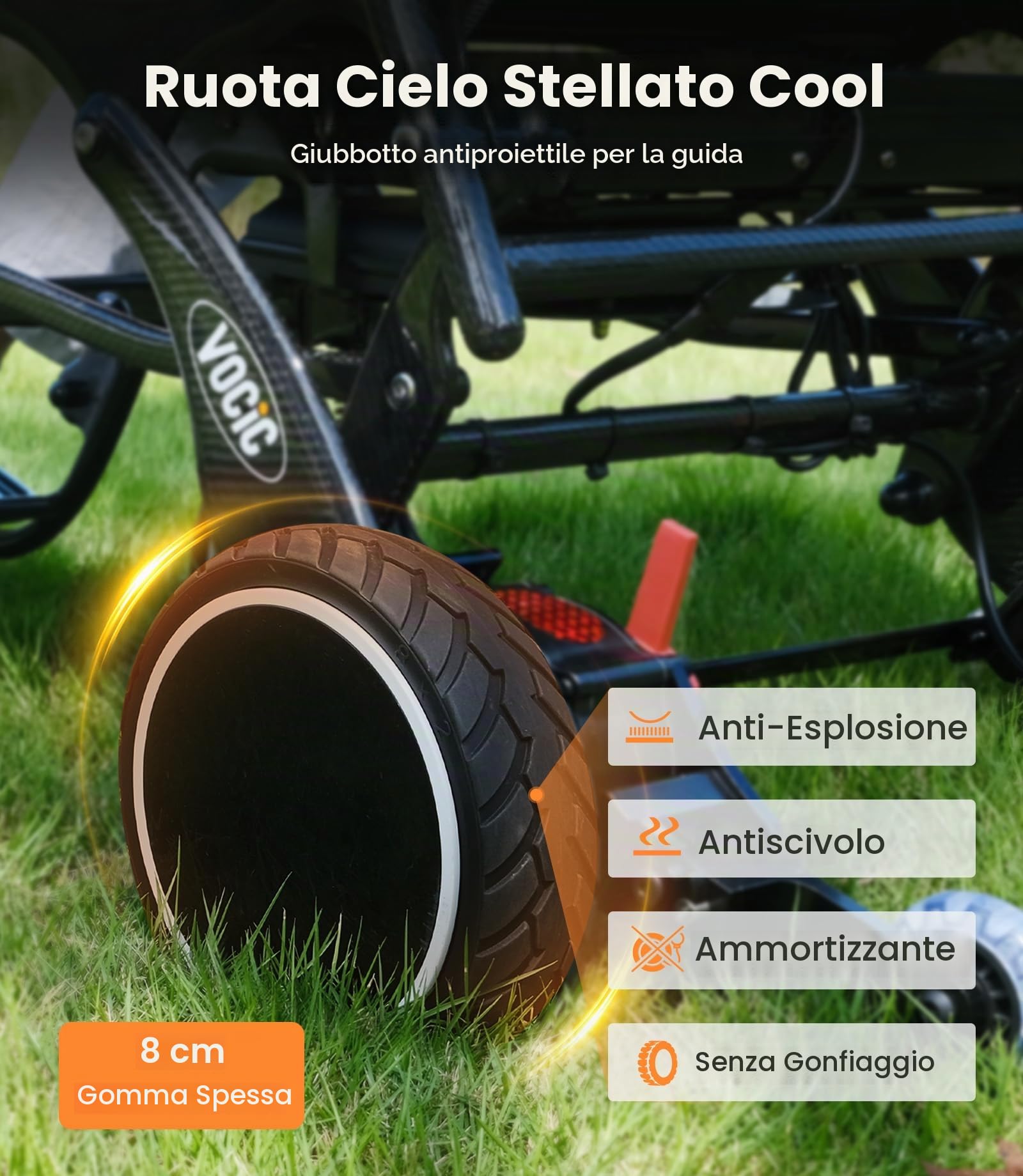 VOCIC V81 Carbonio Sedia a rotelle elettrica pieghevole leggera per anziani