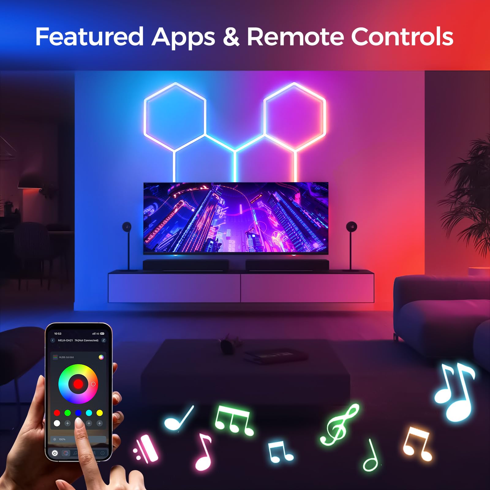 Éclairage RGB Hexagonal Iluminación 6 Hex 261W LED en nid d'abeille | Lámparas de techo hexagonales ambientales regulables luces para videojuegos/decoración de bares/gimnasios/salas de eSports
