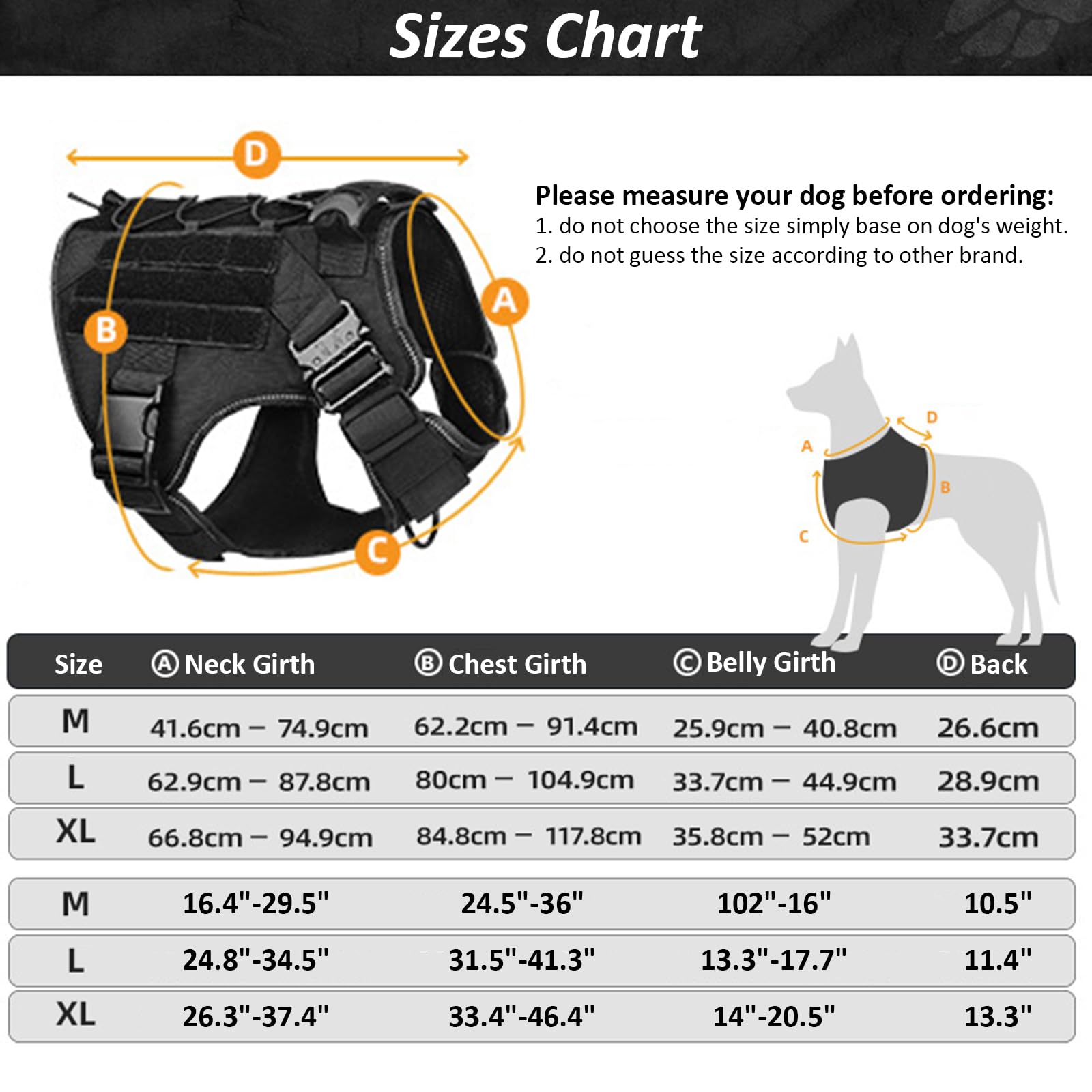 Arnes Perro Antitirones, Arnés Táctico para Perros Pequeño Medianos Y Grandes con Anillo Anti-Tirón Y Sistema Molle Chaleco Acolchado Ajustable para Adiesreamiento Correr,Negro,Medium