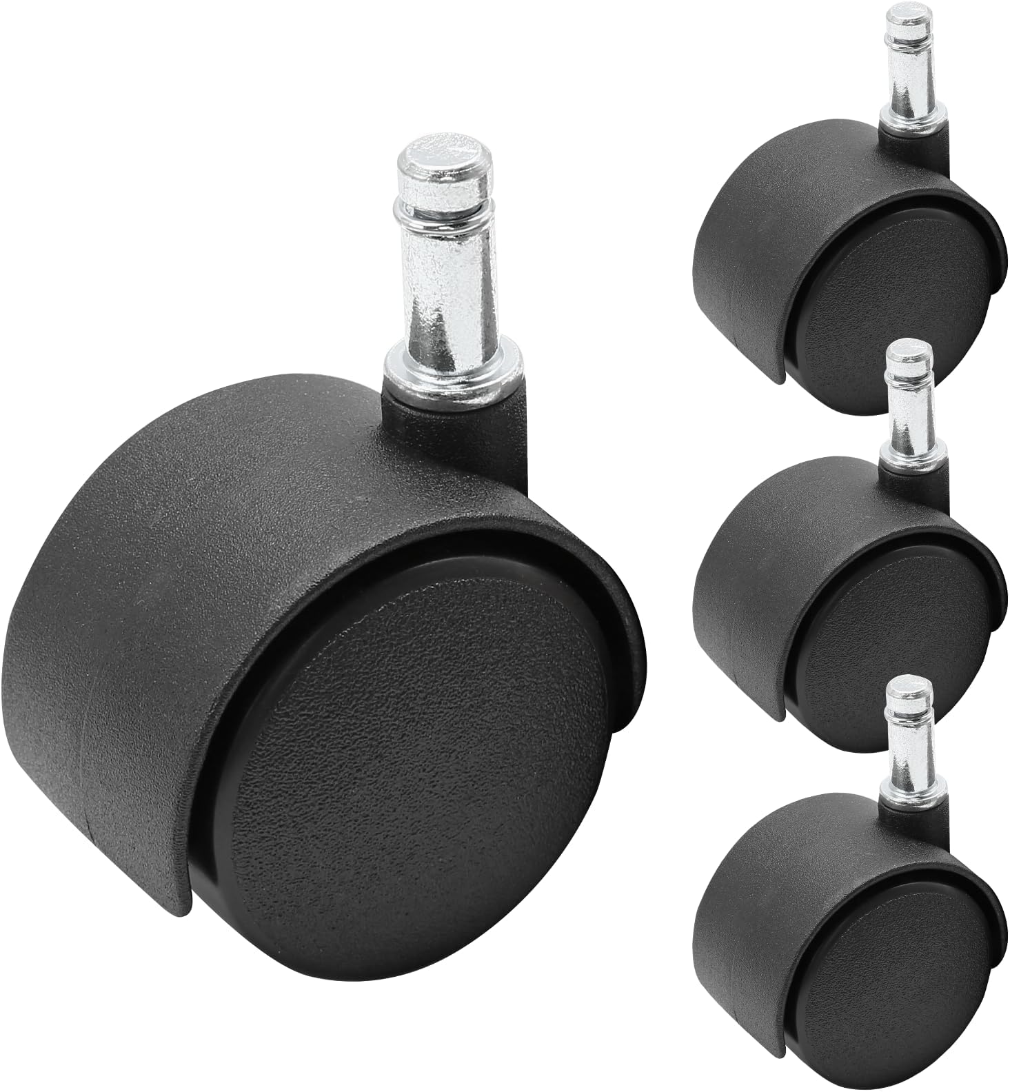 4pcs 1.5 Inch Swivel Caster Wheels, M8 Circlip Stem Caster Wheels, Heavy Duty Casters, Black Nylon Wheel Replacement for Furniture, Table, Cabinet, Shelf