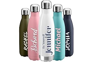 Personalized 17oz Water Bottle: Your Name On A Stainless Steel, Leak-Proof, Double-Walled, USA-Made Cup