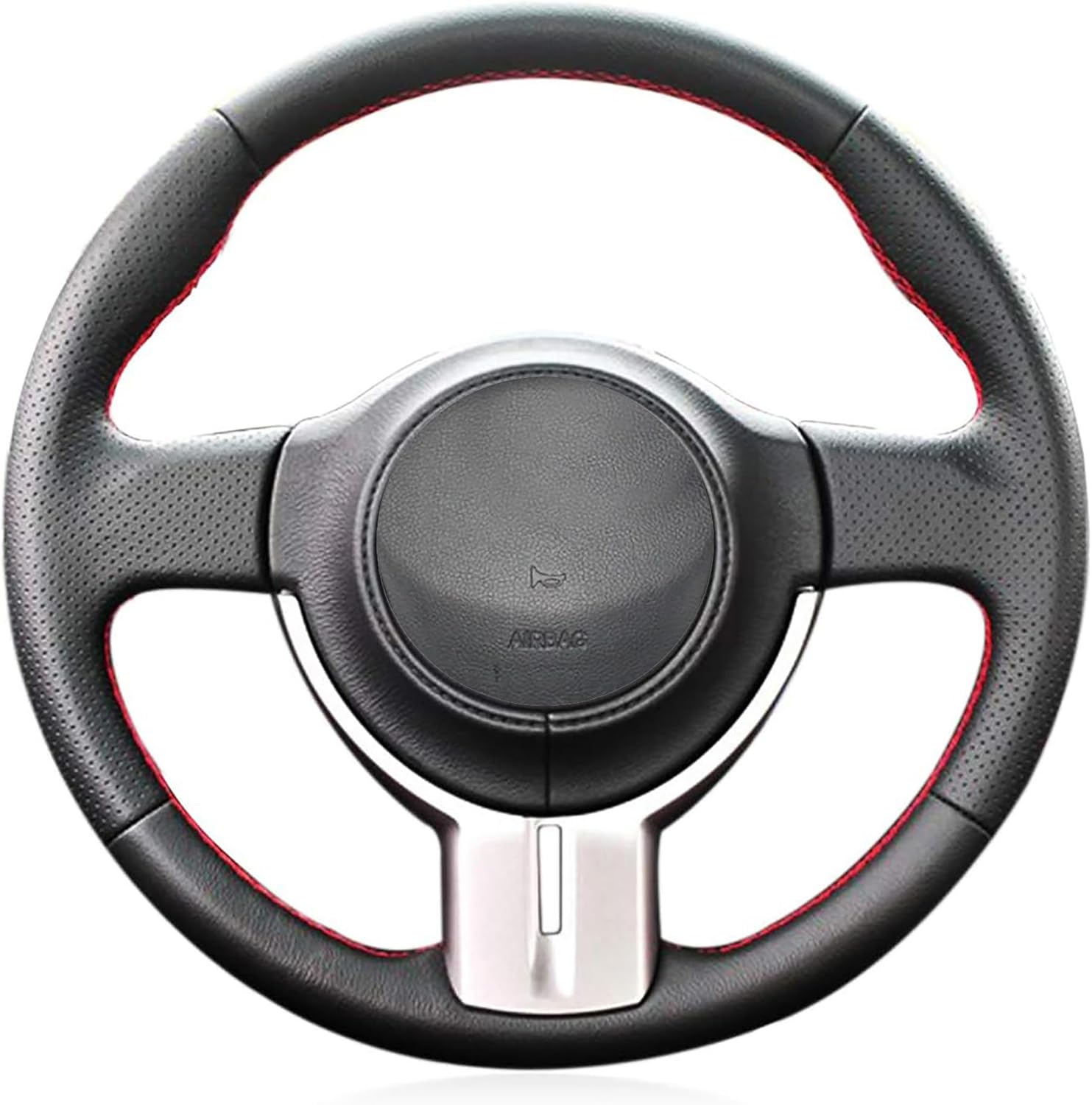 Loncky Genuine Leather Car Custom Steering Wheel Cover for Scion FR-S 2013 2014 2015 2016 / for Subaru BRZ 2013 2014 2015 2016 / for Toyota 86 Carbon Fiber OEM Interior Parts Accessories