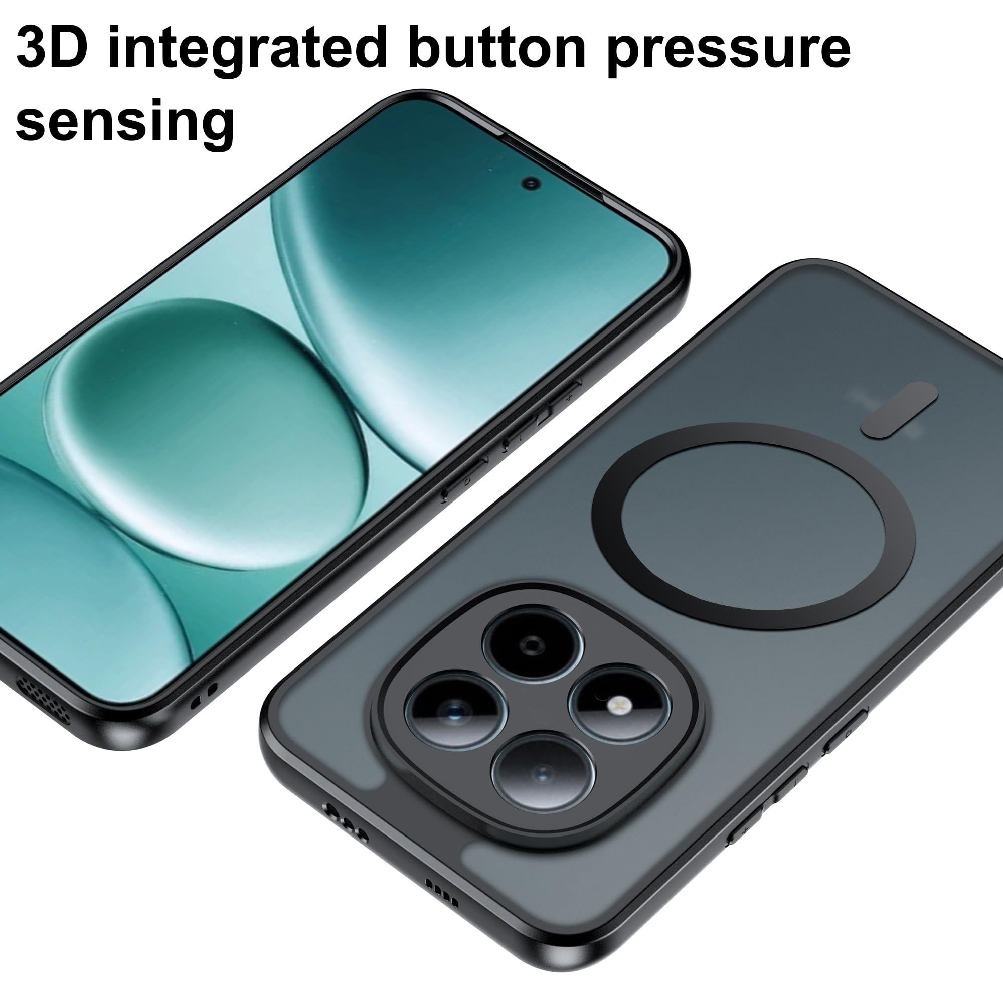 Tawarror Magnetische beschermhoes voor Xiaomi 15, compatibel met MagSafe, transparant, mat, beschermhoes voor Xiaomi 15 PC achterkant, krasbestendig, TPU, schokbestendig, dun, zwart