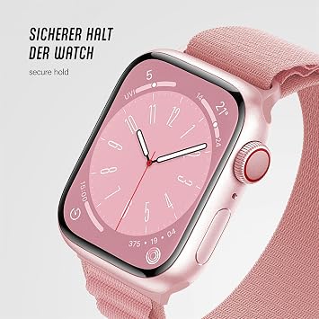 ONEFLOW Active Loop Compatible with Apple Watch 9 (45 mm) Strap Nylon Fabric Textile iWatch Bracelets Women Men Sport Thin Soft Outdoor Sports Strap Replacement Watch Band Pink