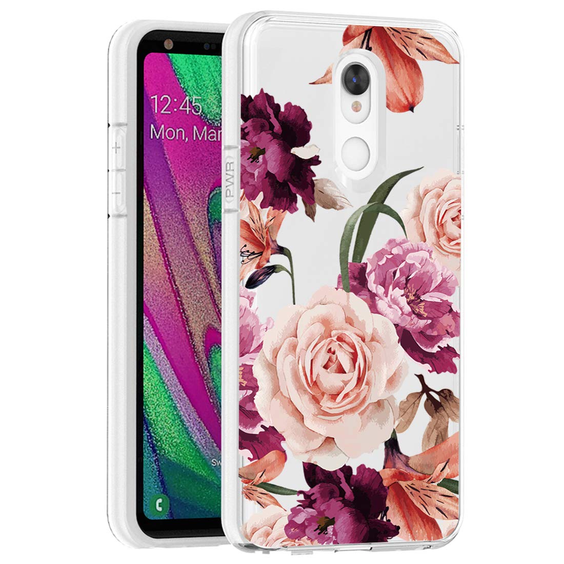UeokeirdCase for LG Stylo 5 Case,for LG Stylo 5X Case, for LG Stylo 5V Case, Slim Shockproof Clear Floral Pattern Soft Flexible TPU Back Phone Protective Cover for LG Stylo 5+ Plus (Purple Flower)