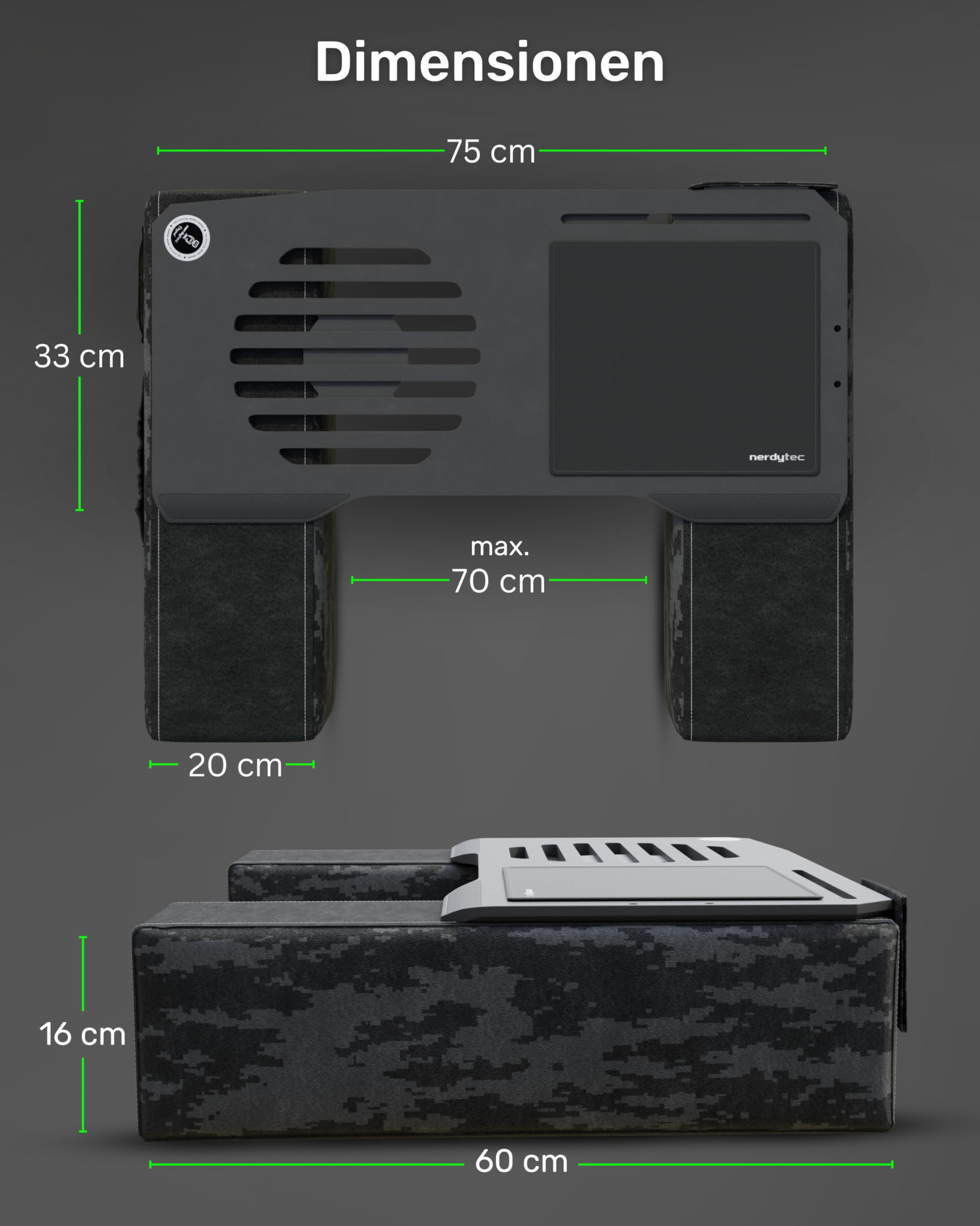 Couchmaster CYBOT, ergonomischer Laptoptisch für Couch, Sofa und Bett, extra breiter Laptop Tisch für Notebooks oder Wireless Peripherie