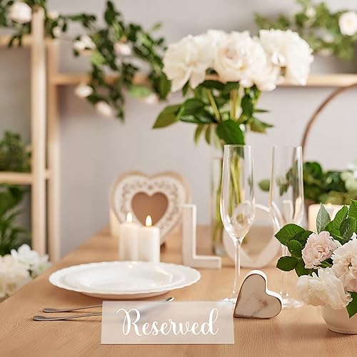Miniatura 5 de Teling 16 Pcs Frosted Reserved Table Signs Acrylic Guest Reservation Table Tent Signs Waterproof Double Sided Reserved Seat Signs for Wedding