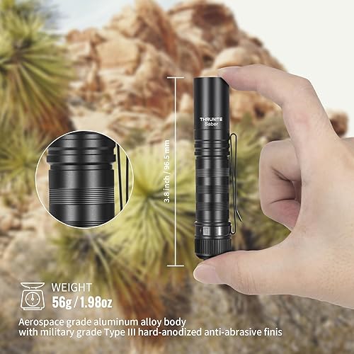 Vista 13 de ThruNite Saber 659 lúmenes pequeña EDC linterna AA recargable, alto rendimiento SST20 LED mini linterna de bolsillo con clip