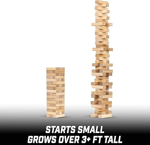 Vista 18 de GoSports Torre grande de madera que se pliega – Se apila hasta 3 pies – Tinte de madera marrón, gris o natural