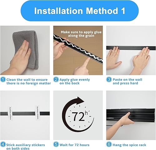 Miniatura 8 de Estante colgante para utensilios de cocina, estante de almacenamiento colgante de 19 pulgadas con ganchos, soporte para cuchillos para condimentos,