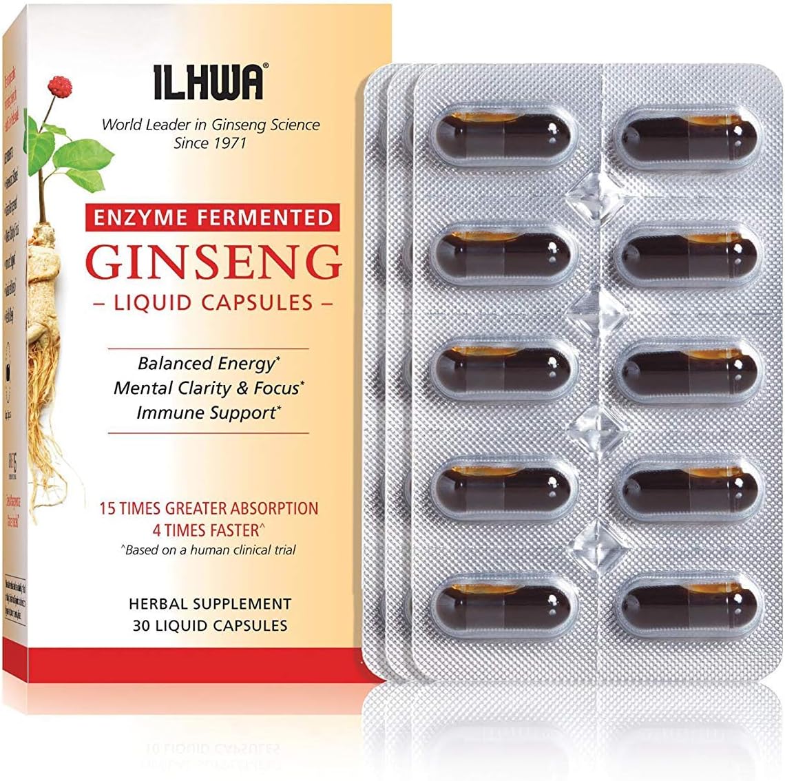 ILHWA Enzyme Fermented Ginseng, 30 liquid capsules