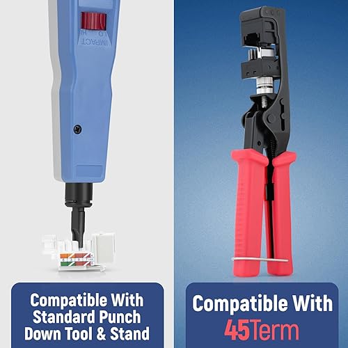 Miniatura 5 de Everest Media Solutions Conector Keystone CAT6 en ángulo de 45 en blanco, conector Ethernet RJ45 de perfil delgado, compatible con herramienta de