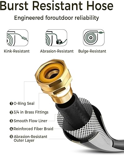 Miniatura 3 de GLAHODEN Carrete de manguera de jardín retráctil de 58 pulgadas x 90 pies, bloqueo de trinquete doble mejorado 2025, protección UV y congelación,