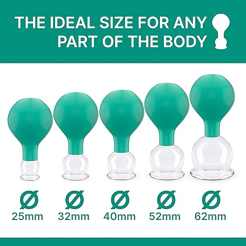 Miniatura 3 de PURAVA Juego de terapia de ventosas con bola de succión, juego de ventosas de vidrio para cuello, cara y cuerpo para tensión, dolor de espalda y