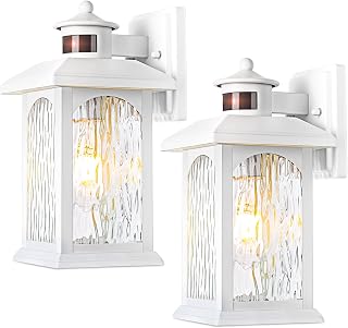 FILIYANO White Motion Sensor Outdoor Wall Lights, Dusk to Dawn, 2 Pack