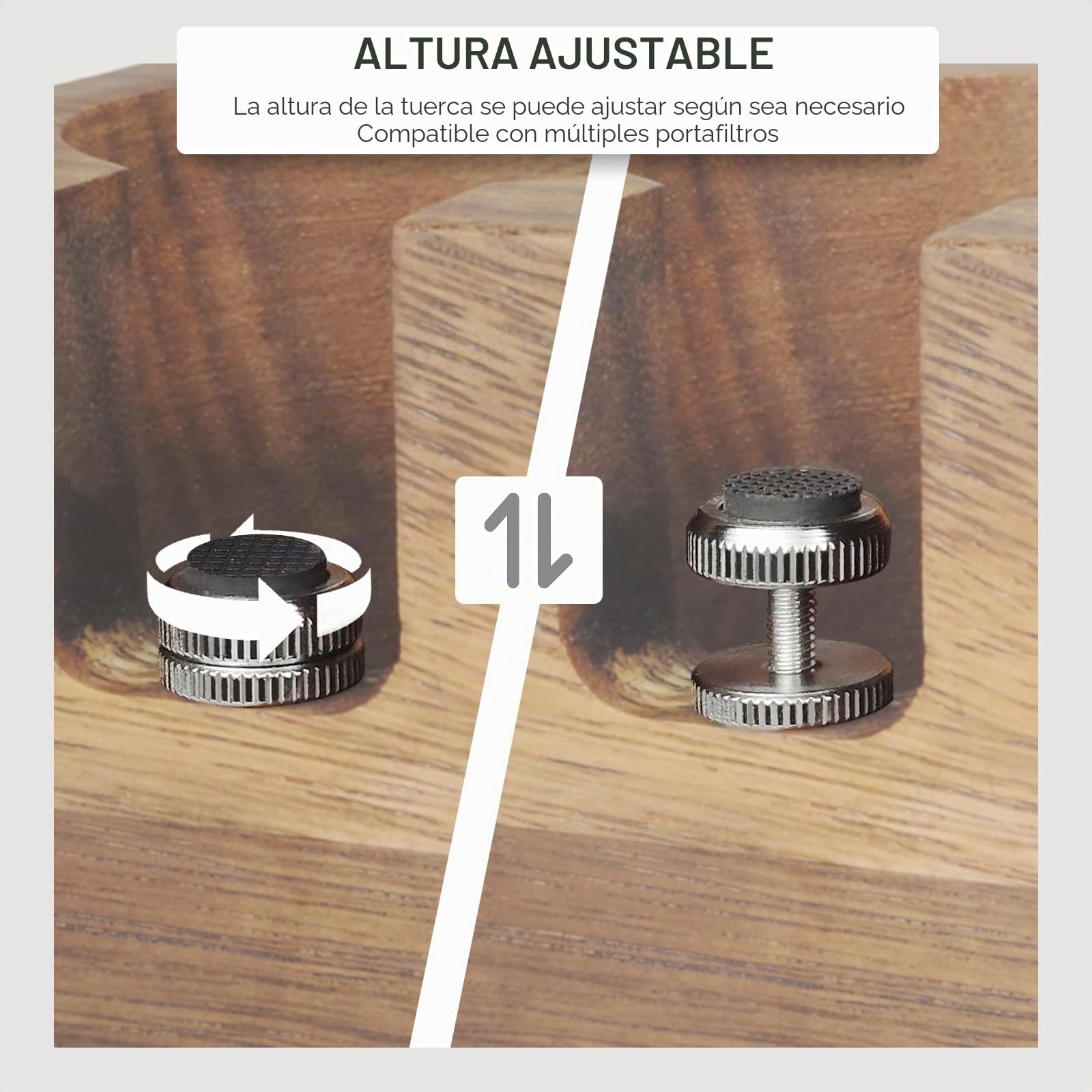 Estación de tamping de 58 mm, de madera, para portafiltros de 58 mm, para cafeteras de nogal Barista, accesorios con cojín de silicona, altura ajustable