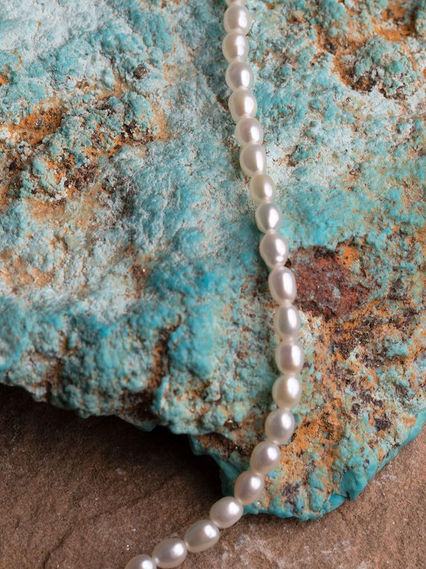 Secret & You Damen-Armband aus Süßwasser-Zuchtperlen, weiß, oval, 17,5 cm + 5 cm lang