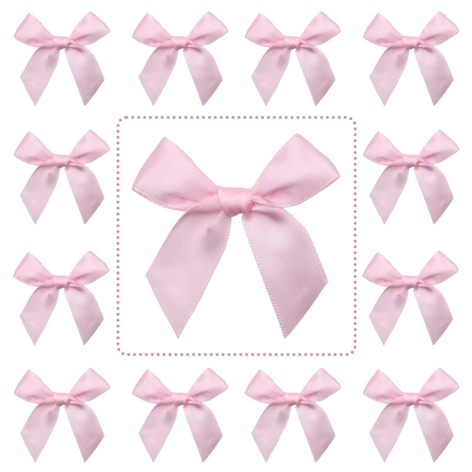 Jisrcha 60 Fiocchi, Fiocchetti Piccoli per Decorazioni, Fiocchetti per Bomboniere per Matrimoni, Confezioni Regalo, Artigianato, Compleanni, Decorazione di Sacchetti per Merenda, Regali Natale (Rosa)