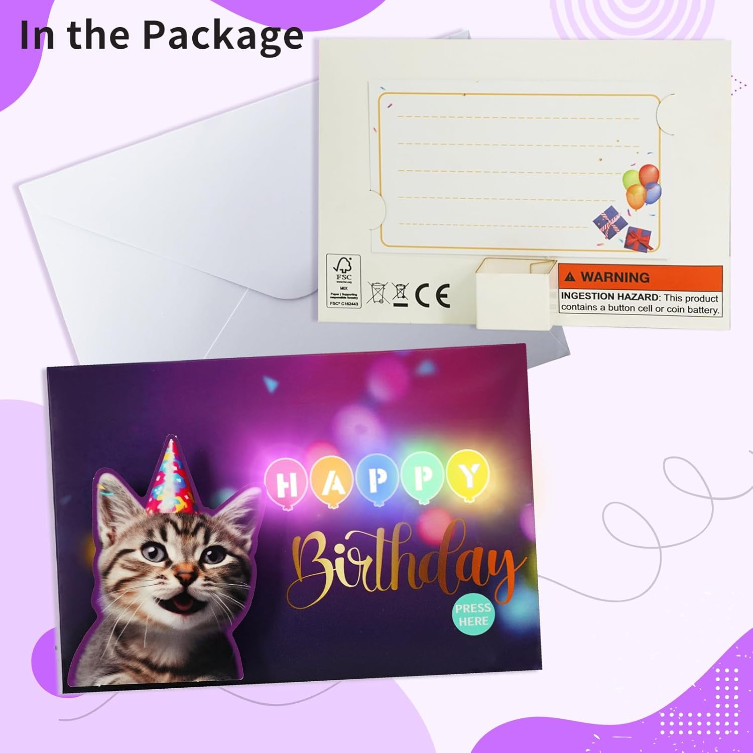 Birthday Cards, Cat Birthday Card with Lights and Music, Funny Gifts for Women Men Cat Lovers Mom or Dad - Image 6