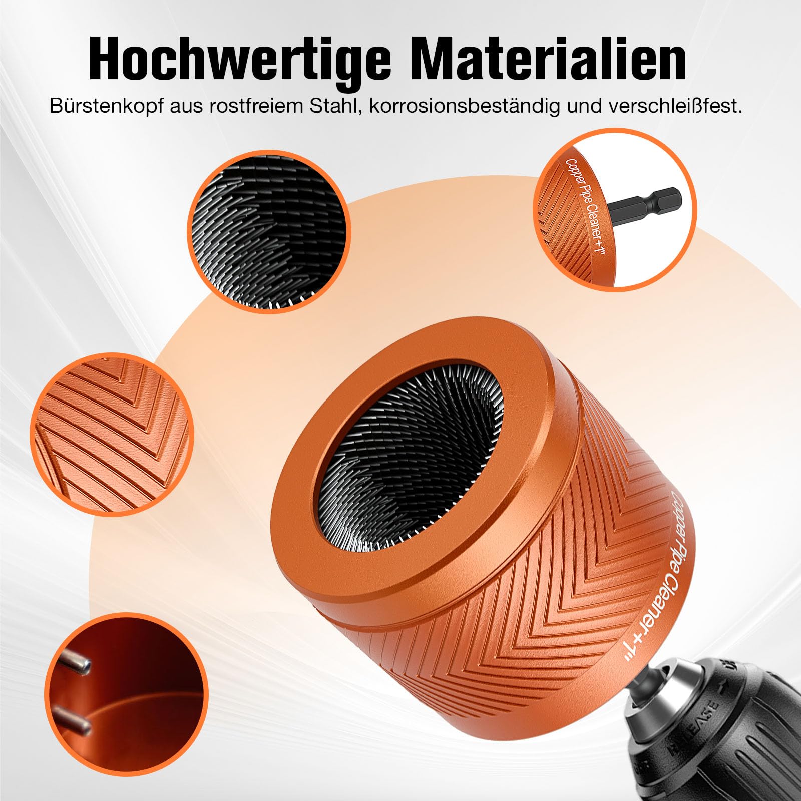 Kupferrohr Reiniger Set, mit Sanitär Reinigungsbürste, 15mm 22mm 28mm Kupferrohr Reinigungsbürste, Multifunktionaler und 1 Stahlbürste, 15 Teilen, für Werkstatt, Haushalt, Sanitär, Industrie, Basteln