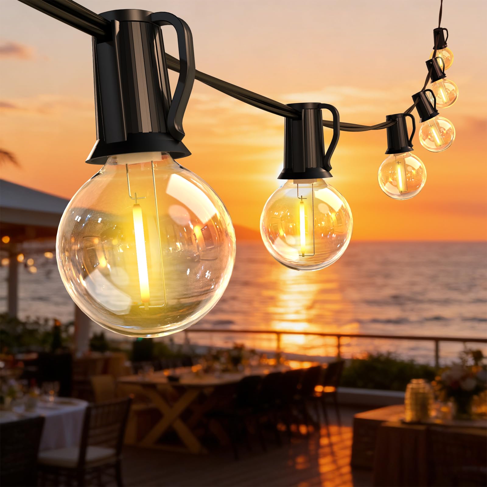 ROVLAK Lichterkette Außen 12M 18+3 G40 Glühbirnen Lichterkette Outdoor Wetterfest mit IP44 Wasserdicht, Verbindbar, Shatterproof Gartenbeleuchtung Deko für Innen,Balkon,Terrasse, Hochzeit,Party