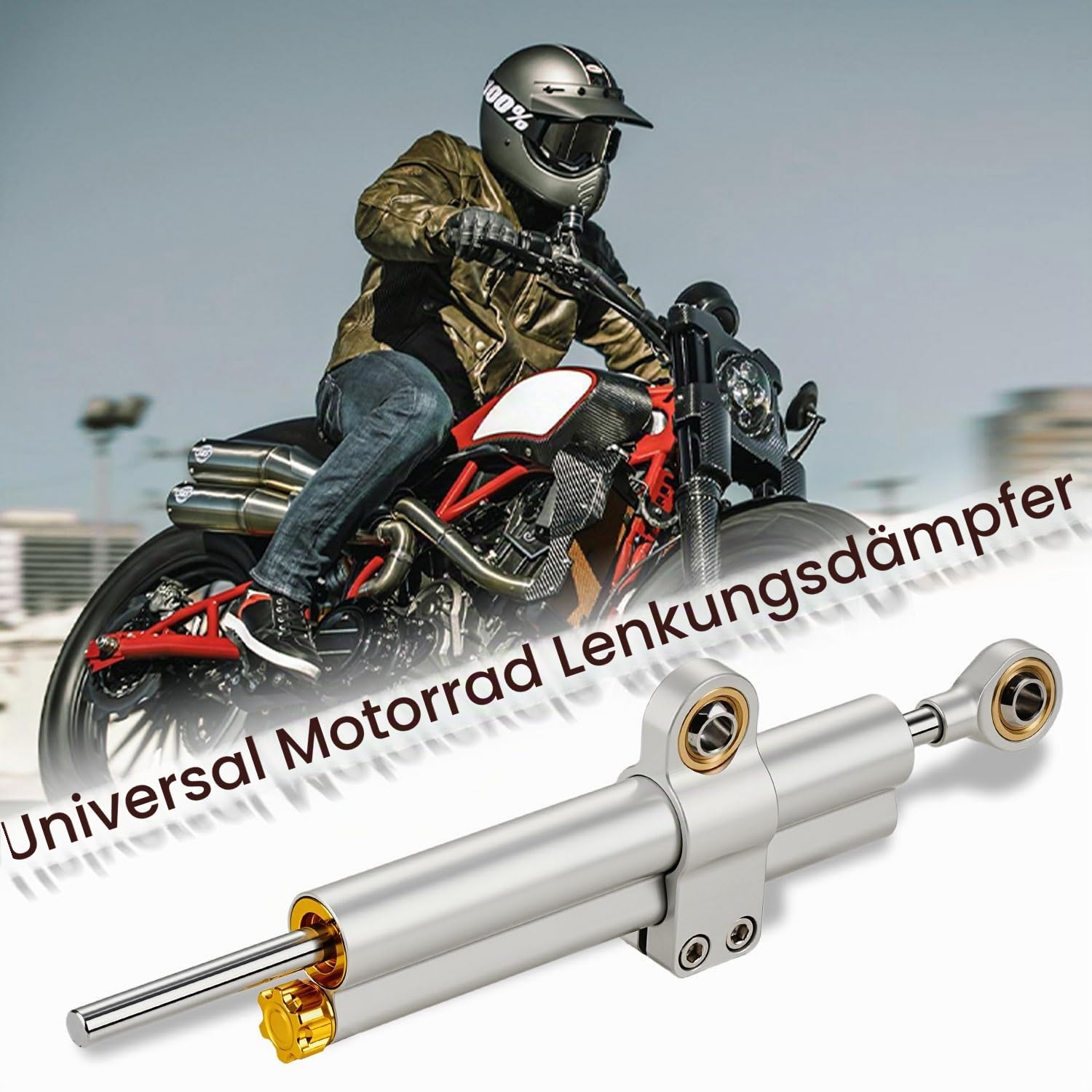 Lenkungsdämpfer Motorrad,CNC Aluminium Motorrad Lenkungsdämpfer Stabilisator Universal Einstellbar für E Scooter Fahrrad MT07 GSXR750 K4 ZX6R TL1000R