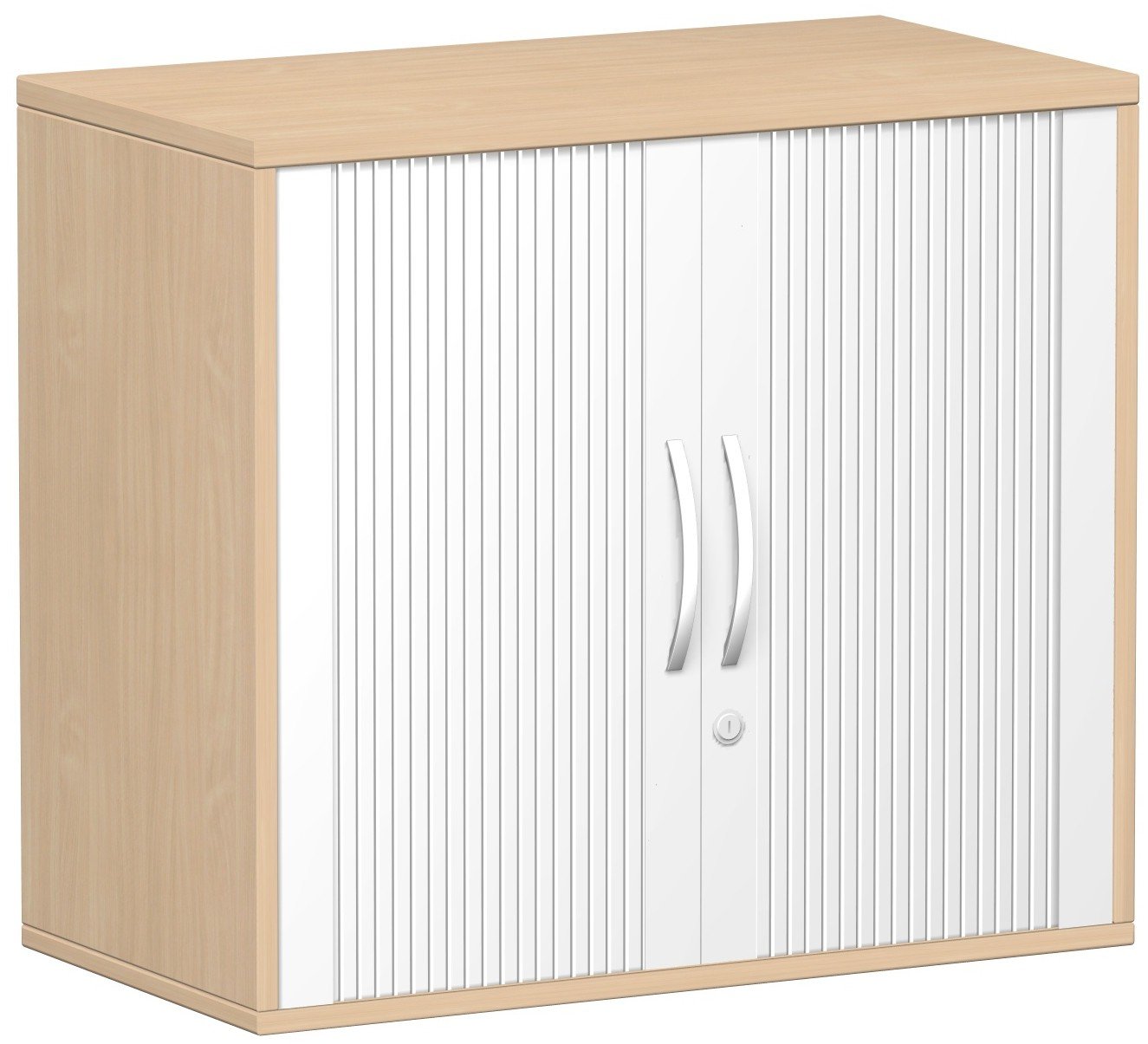 Gera Möbel S-381110-BU Anstell-Querrollladenschrank Mailand 2 OH für Tische zum Anstellen mit Bodengleiter, 80 x 40 x 72 cm, buche