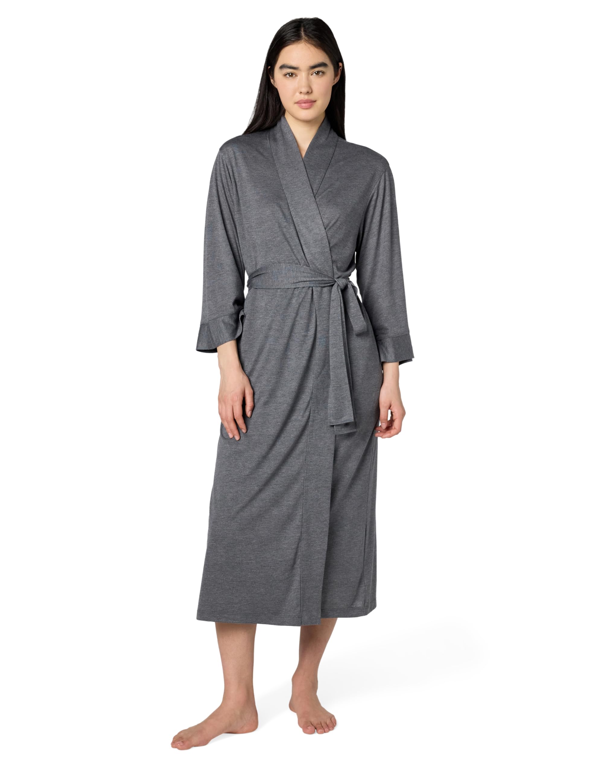 Natori N Womens Congo Robe Long Sleeve Bathrobe - Gray -