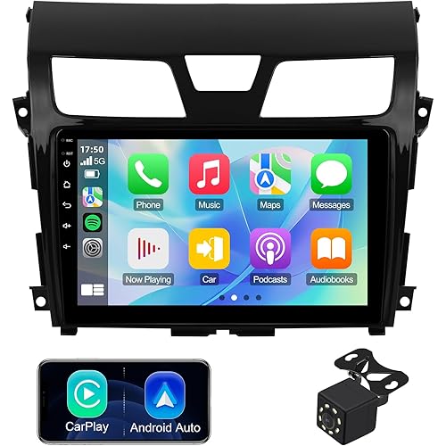 1+32G 10.1-inch Android 14 Car Stereo for Nissan Altima 2013-2015 IPS Touchscreen Screen Car Radio with Carplay & Android Auto Support Backup Camera GPS FM Navi BT SWC